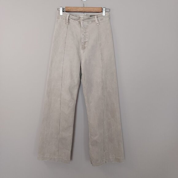 Zara ZW Collection High Waist Wide Leg Tan Jeans Size 6 - Picture 6 of 13